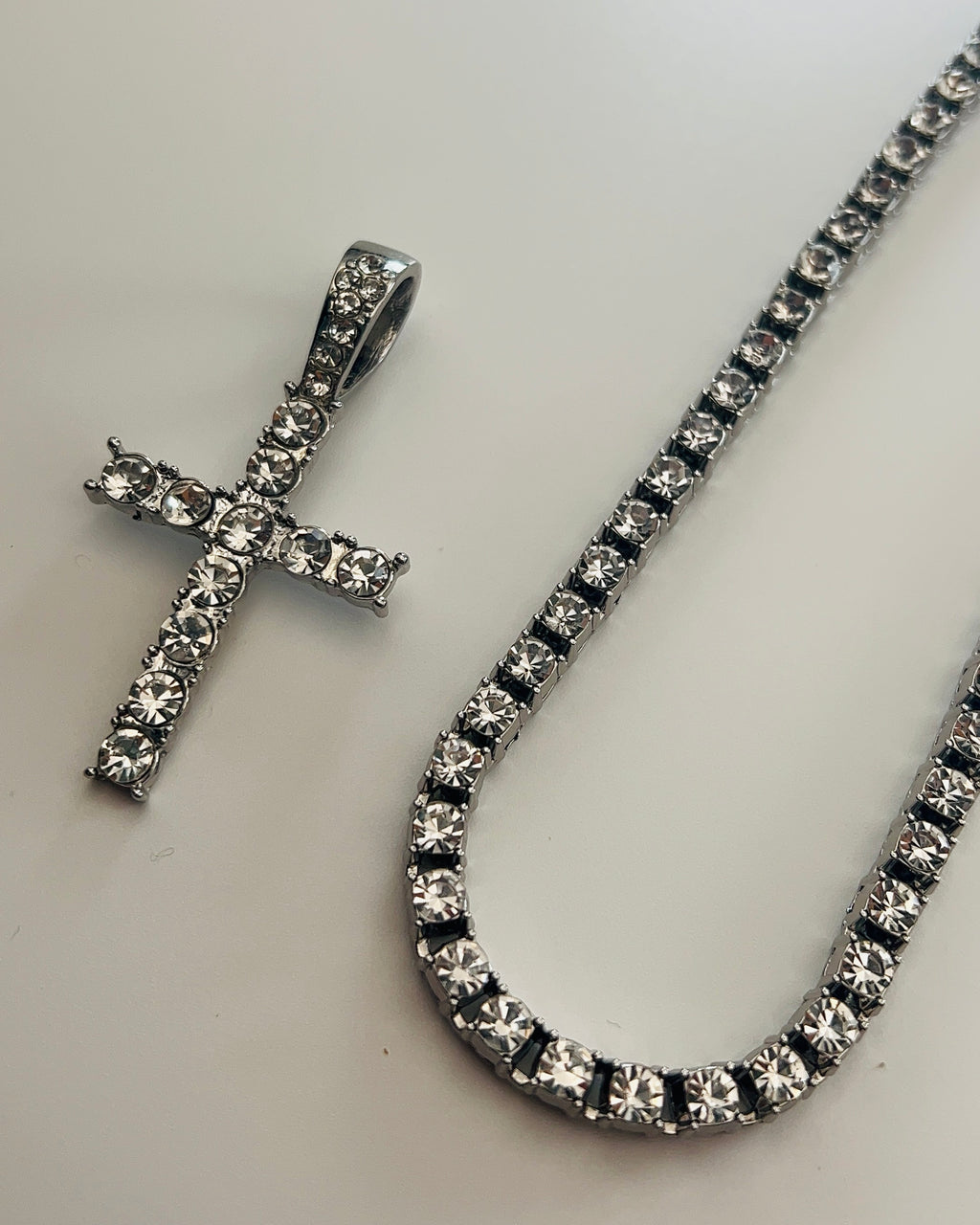 ICED OUT CROSS TENNIS CHAIN