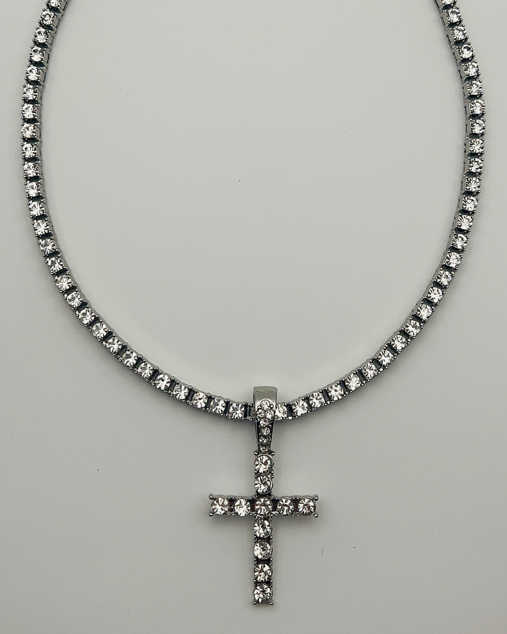 ICED OUT CROSS TENNIS CHAIN
