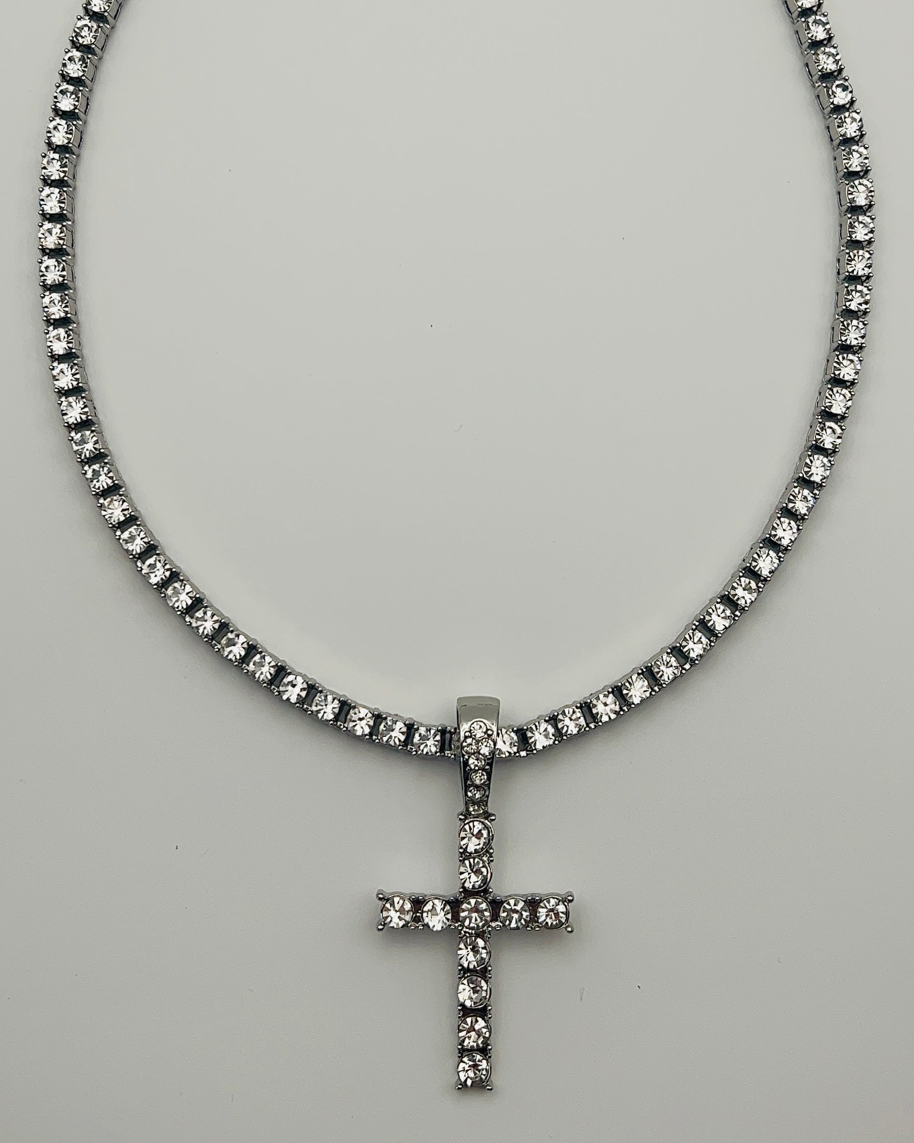 ICED OUT CROSS TENNIS CHAIN