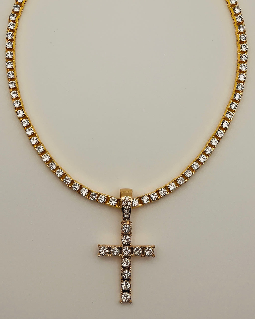ICE GOLD CROSS TENNIS CHAIN