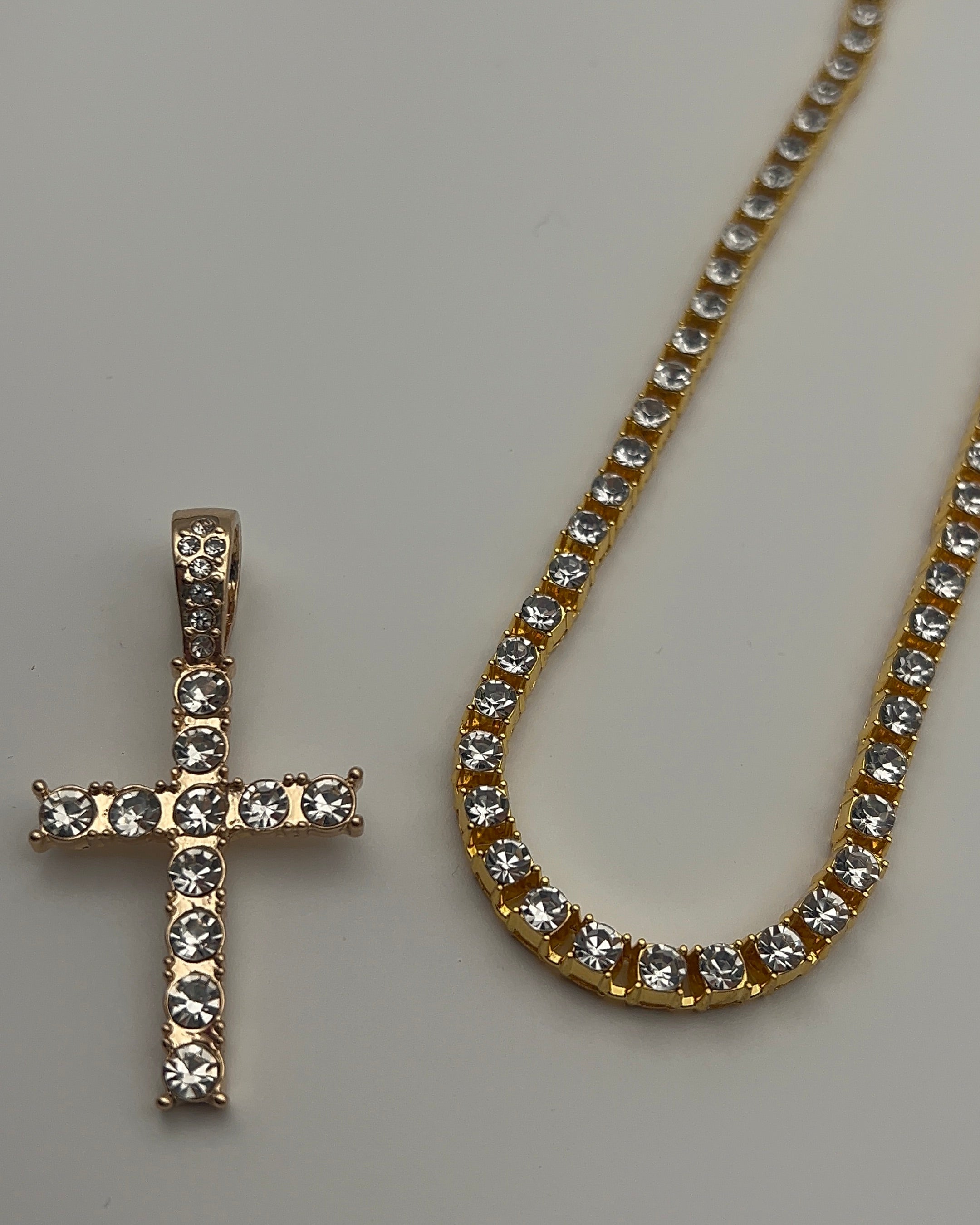 ICE GOLD CROSS TENNIS CHAIN