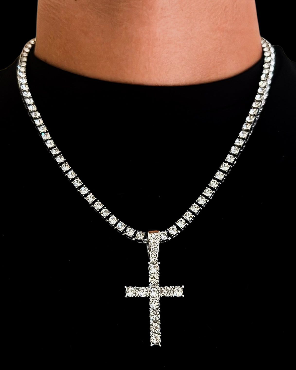 ICED OUT CROSS TENNIS CHAIN