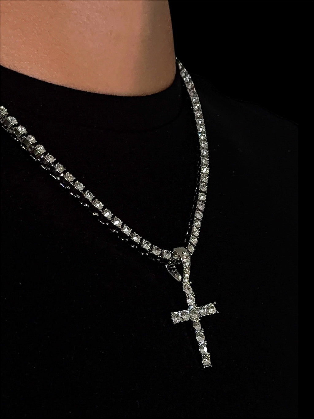 ICED OUT CROSS TENNIS CHAIN
