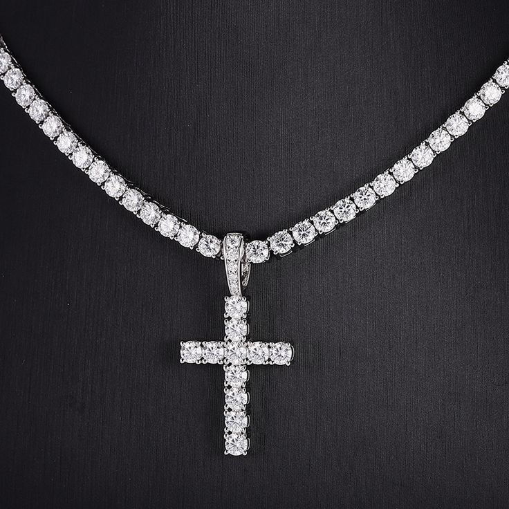 ICED OUT CROSS TENNIS CHAIN